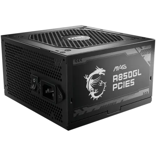 Захранване за компютър MSI MAG A850GL PCIE5 850W 80 Plus Gold 120mm Fluid Dynamic Bearing Fan Protections: OCP/OVP/OPP/O