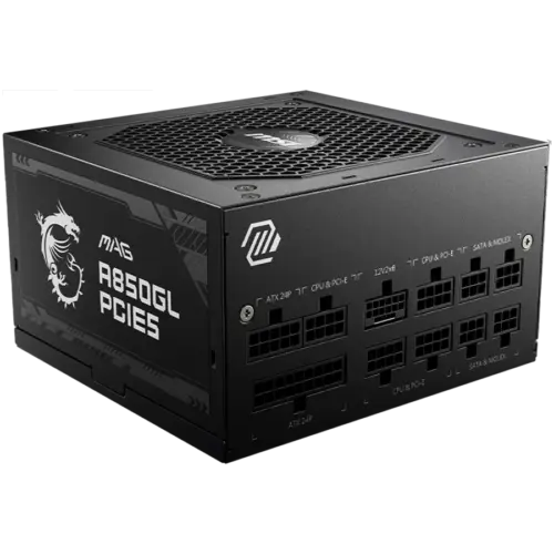 Alternative view of Захранване за компютър MSI MAG A850GL PCIE5, 850W, 80 Plus Gold, 120mm Fluid Dynamic Bearing Fan, Protections: OCP/OVP/OPP/OTP/SCP, Dimensions: 150mmx140mmx86mm, 7Y Warranty