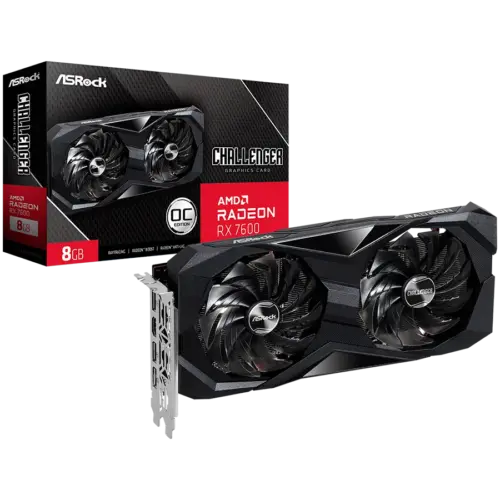 Видео карта ASROCK Video Card AMD Radeon RX-7600 Challenger 8GB GDDR6 128bit 2695 MHz / 18Gbps 3x DP 2.1 1x HDMI 2 fan 2