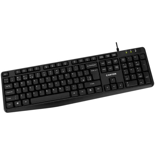 Alternative view of Клавиатура CANYON Wired Keyboard, 104 keys, USB2.0, Black, cable length 1.5m, 443*145*24mm, 0.37kg, Bulgarian
