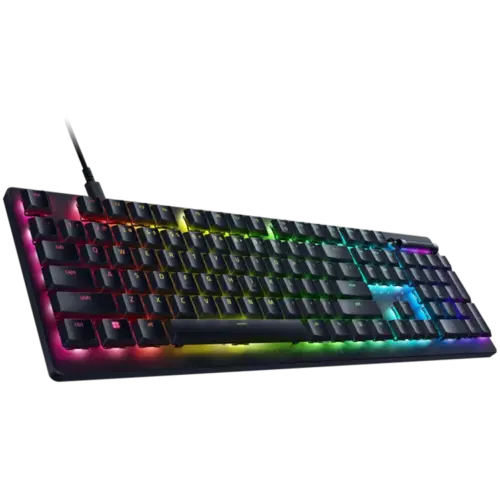 Alternative view of Геймърска клавиатура Razer DeathStalker V2 Gaming Keyboard, Red Switch, US Layout, Low-Profile Optical Switches (Linear), Ultra-Slim Casing with Durable Aluminum Top Plate, Laser-Etched Keycaps with Razer HyperGuard Coating, Wired - Detachable braide