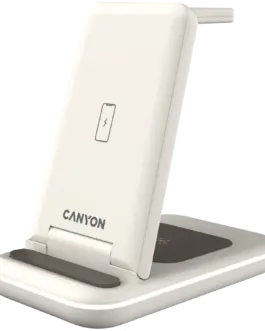 Alternative view of Зарядно за мобилен телефон CANYON wireless charger WS-304 15W 3in1 Cosmic Latte