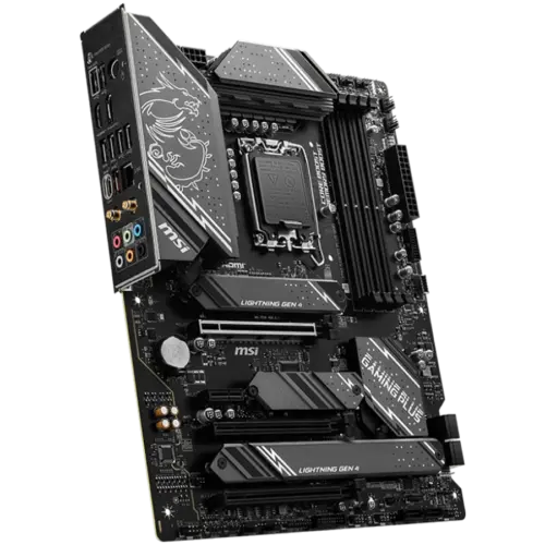 Alternative view of Дънна платка MSI Z790 GAMING PLUS WIFI , LGA 1700, 4xDDR5, Dual Channel DDR5 up to 7200+(OC)MHz, 3x PCIe x16 slot, 4x M.2 slots, 1x USB 3.2 Gen 2x2 (Type-C), 3x USB 3.2, 4x USB 2.0, 1x HDMI, 1x DP, 4x EZ Debug LED, 2.5G LAN, 7.1 Audio, ATX, 3Y