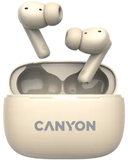 Bluetooth слушалки CANYON headset OnGo TWS-10 ANC+ENC Beige