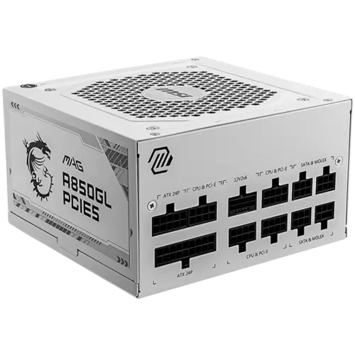 Захранване за компютър MSI MAG A850GL PCIE5 850W 80 Plus Gold 120mm Fluid Dynamic Bearing Fan Protections: OCP/OVP/OPP/O