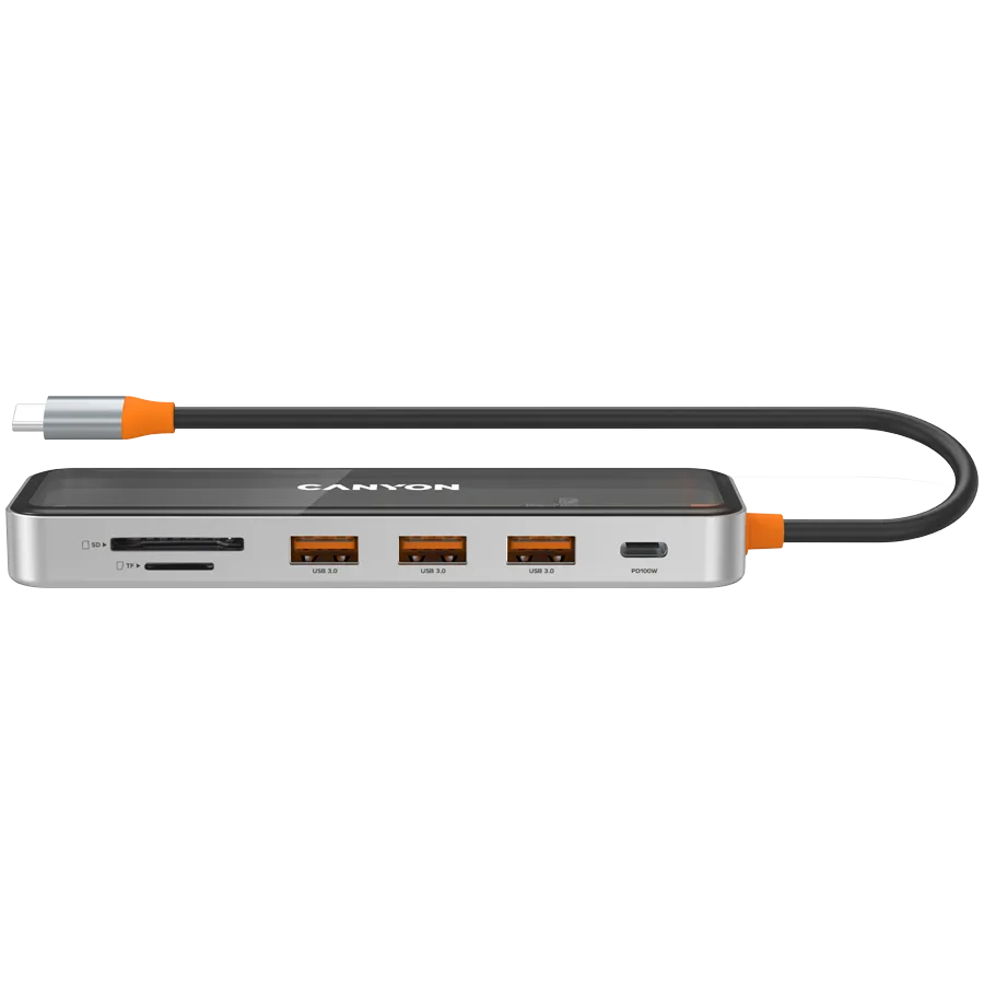 USB хъб CANYON hub DS-13 7in1 4k USB-C Transparent Space Grey - Image 39