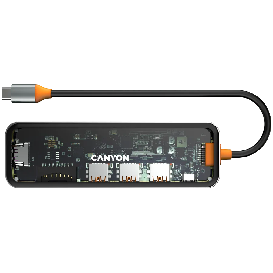 USB хъб CANYON hub DS-13 7in1 4k USB-C Transparent Space Grey - Image 40
