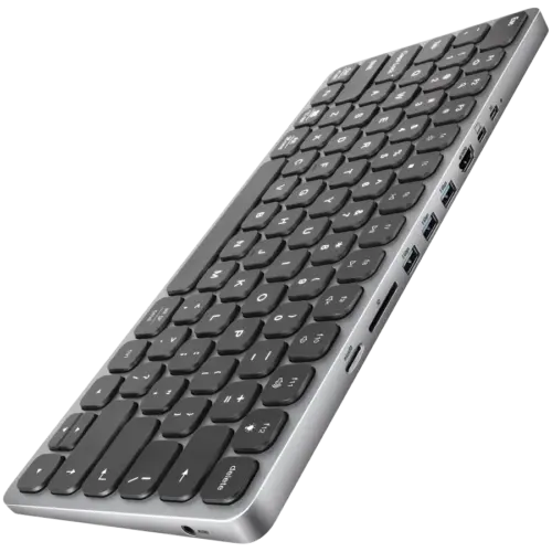 USB хъб AXAGON HMC-KB keyboard USB-C 5Gbps with HUB microSD/SD 3x USB-A HDMI 4K/60Hz PD 100W Audio US