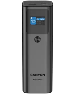 Външна батерия CANYON power bank PB-2010 TFT 27000 mAh 97.2Wh PD140W QC 3.0 Dark Grey