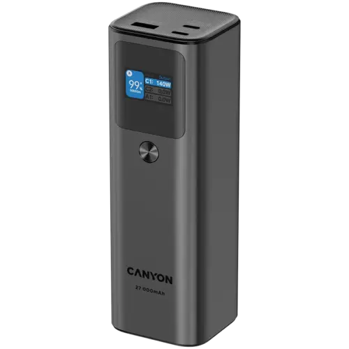 Alternative view of Външна батерия CANYON power bank PB-2010 TFT 27000 mAh 97.2Wh PD140W QC 3.0 Dark Grey