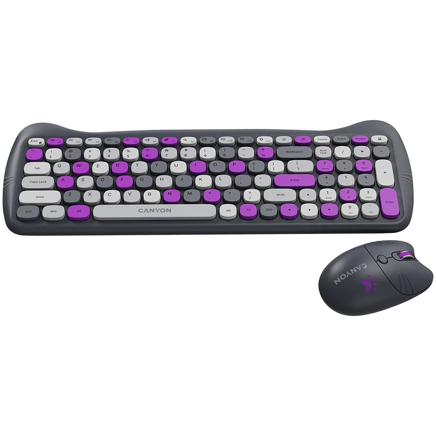 Клавиатура CANYON HSET-W6 EN Keyboard+Mouse Kitty Edition AAA+АА Wireless Violet - Image 42