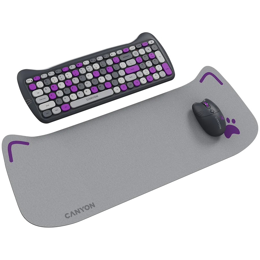 Клавиатура CANYON HSET-W6 EN Keyboard+Mouse Kitty Edition AAA+АА Wireless Violet - Image 40