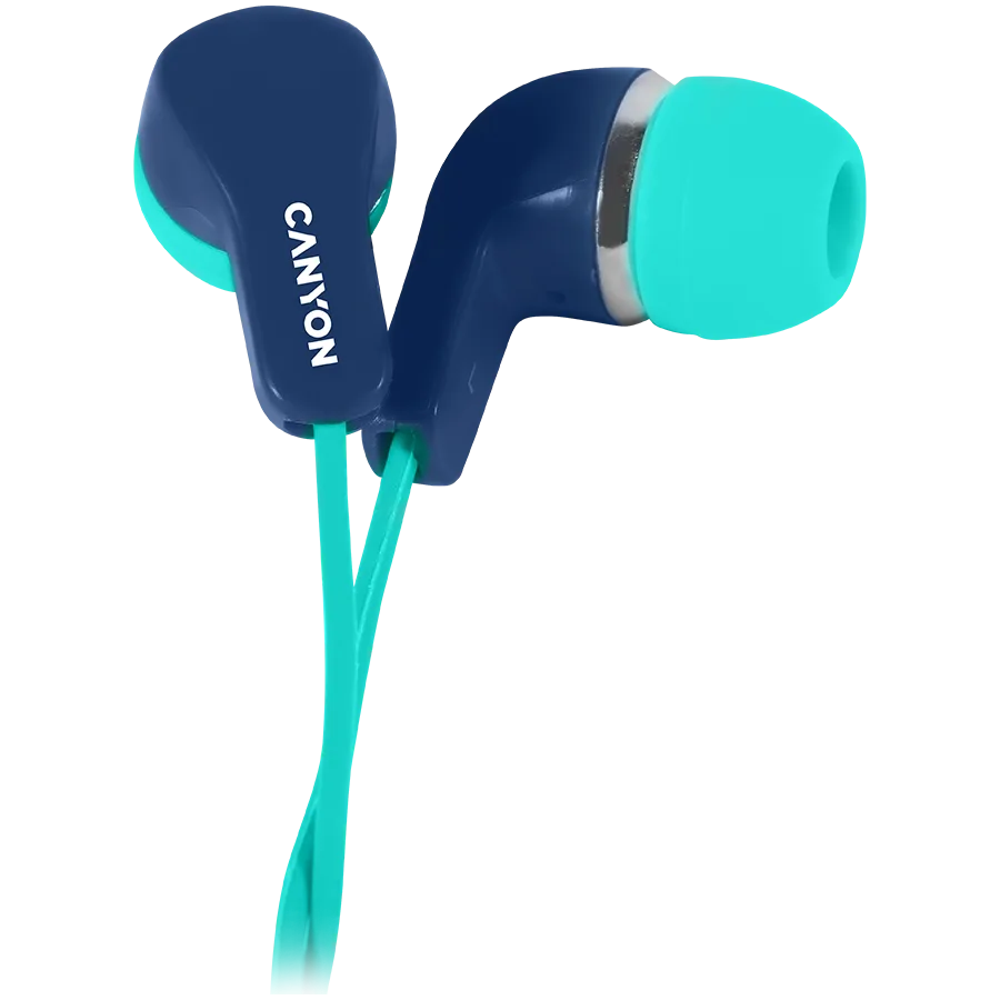 Слушалки CANYON Stereo Earphones with inline microphone Green+Blue