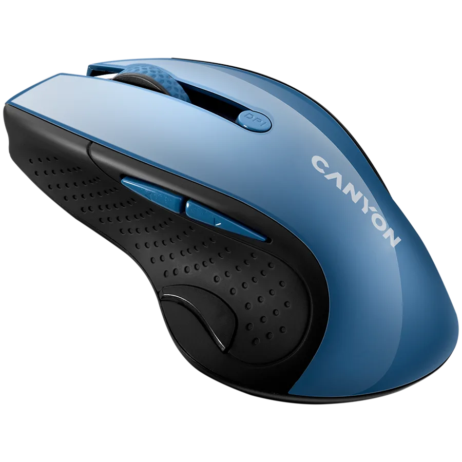 Безжична мишка CANYON 2.4Ghz wireless mouse, optical tracking - blue LED, 6 buttons, DPI 1000/1200/1600, Blue Gray pearl glossy - Image 42
