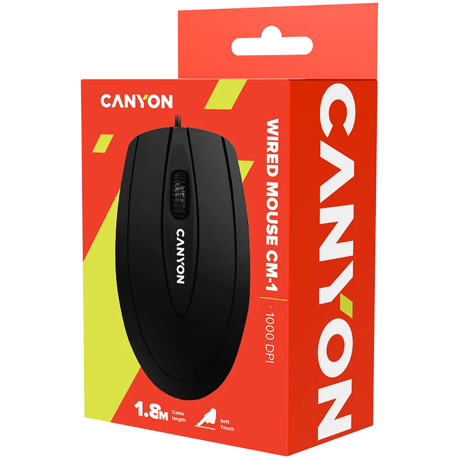 Мишка за компютър CANYON mouse CM-1 Wired Black - Image 21