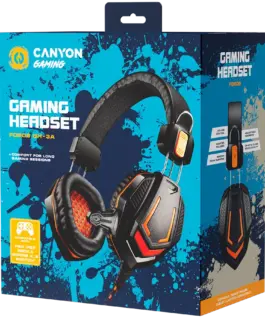 Alternative view of Геймърски слушалки CANYON Fobos GH-3A, Gaming headset 3.5mm jack with microphone and volume control, with 2in1 3.5mm adapter, cable 2M, Black, 0.36kg
