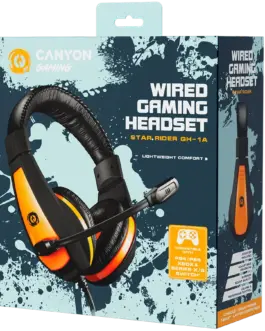 Alternative view of Геймърски слушалки CANYON Star Raider GH-1A, Gaming headset 3.5mm jack with adjustable microphone and volume control, with 2in1 3.5mm adapter, cable 2M, Black, 0.23kg