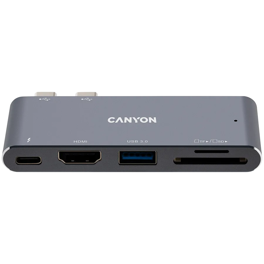 USB хъб CANYON hub DS-5 5in1 Thunderbolt 3 4k Space Grey