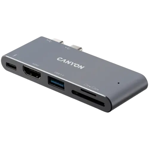 Alternative view of USB хъб CANYON hub DS-5 5in1 Thunderbolt 3 4k Space Grey