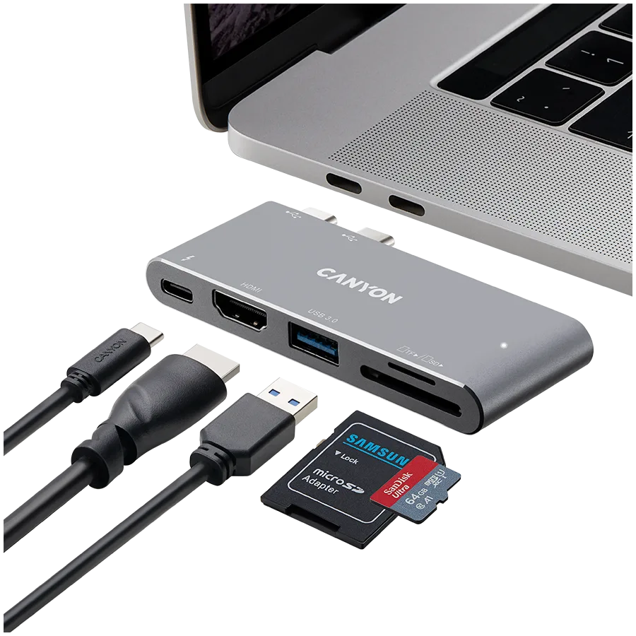 USB хъб CANYON hub DS-5 5in1 Thunderbolt 3 4k Space Grey - Image 29