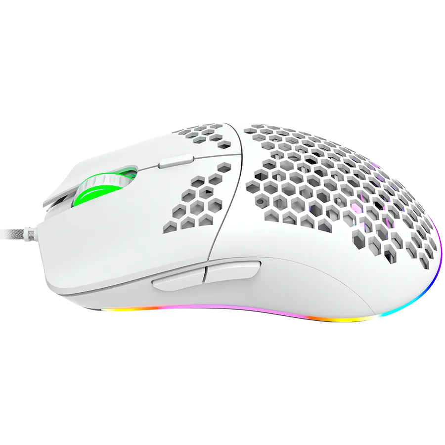 Геймърска мишка CANYON Puncher GM-11, Gaming Mouse with 7 programmable buttons, Pixart 3519 optical sensor, 4 levels of DPI and up to 4200, 5 million times key life, 1.65m Ultraweave cable, UPE feet and colorful RGB lights, White, size:128.5x67x37.5m - Image 39
