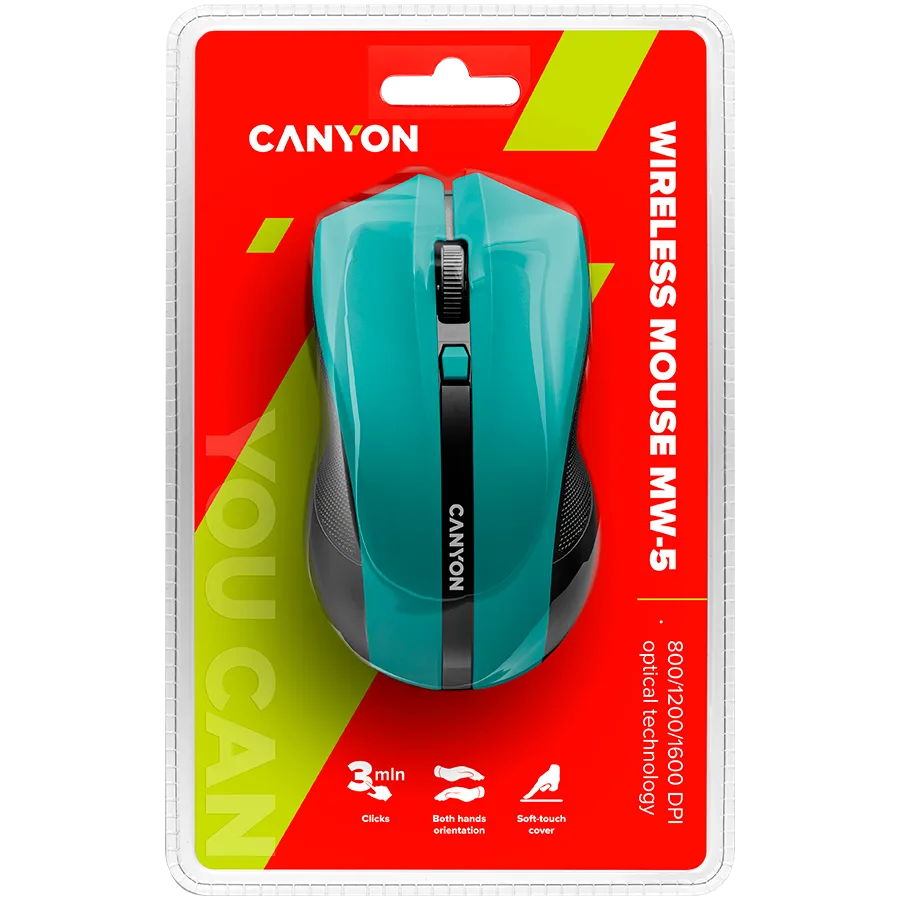 Безжична мишка CANYON mouse MW-5 Wireless Green - Image 28