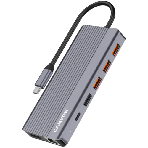 Alternative view of USB хъб CANYON hub DS-16 13in1 4k USB-C Grey