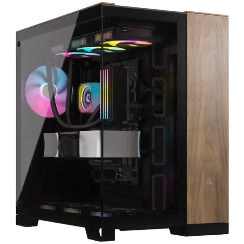 Кутия за компютър Corsair 6500X Tempered Glass Mid-Tower Black/Walnut Wood