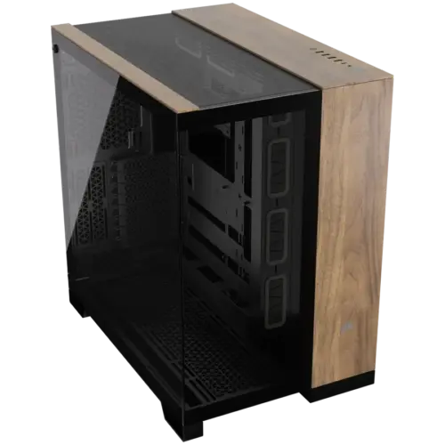 Alternative view of Кутия за компютър Corsair 6500X Tempered Glass Mid-Tower, Black/Walnut Wood