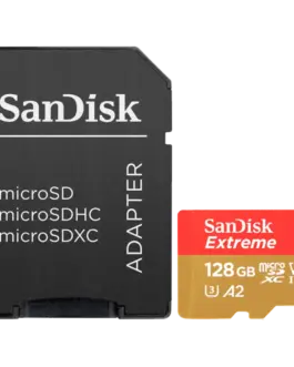 Карта памет SanDisk Extreme microSDXC 128GB + SD Adapter + 1 year RescuePRO Deluxe up to 190MB/s & 90MB/s Read/Write spe