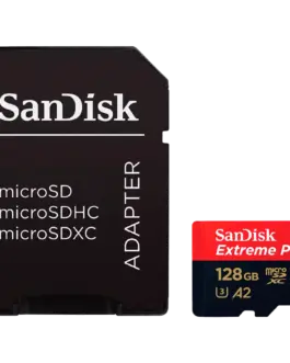 Карта памет SanDisk Extreme PRO microSDXC 128GB + SD Adapter + 2 years RescuePRO Deluxe up to 200MB/s & 90MB/s Read/Writ