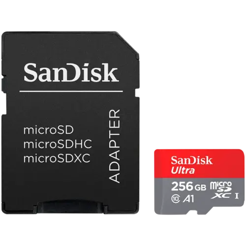 Карта памет SanDisk Ultra microSDXC 256GB + SD Adapter 150MB/s A1 Class 10 UHS-I