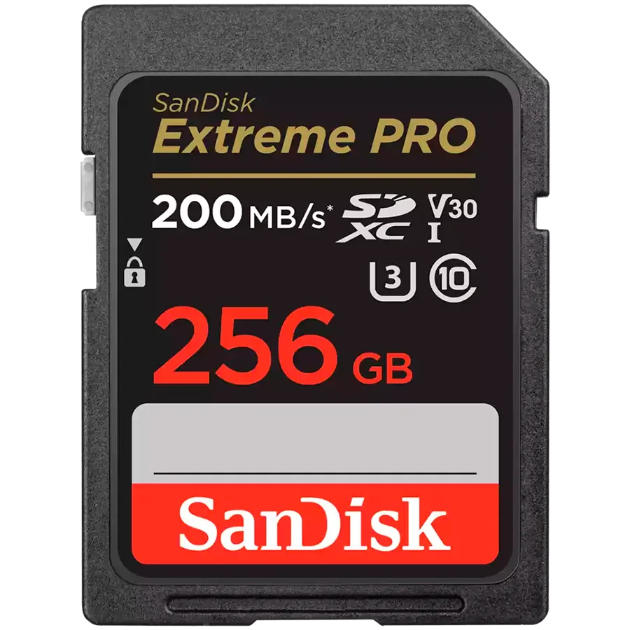 Карта памет SanDisk Extreme PRO 256GB SDXC Memory Card + 2 years RescuePRO Deluxe up to 200MB/s & 140MB/s Read/Write spe