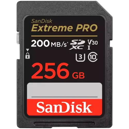 Карта памет SanDisk Extreme PRO 256GB SDXC Memory Card + 2 years RescuePRO Deluxe up to 200MB/s & 140MB/s Read/Write spe