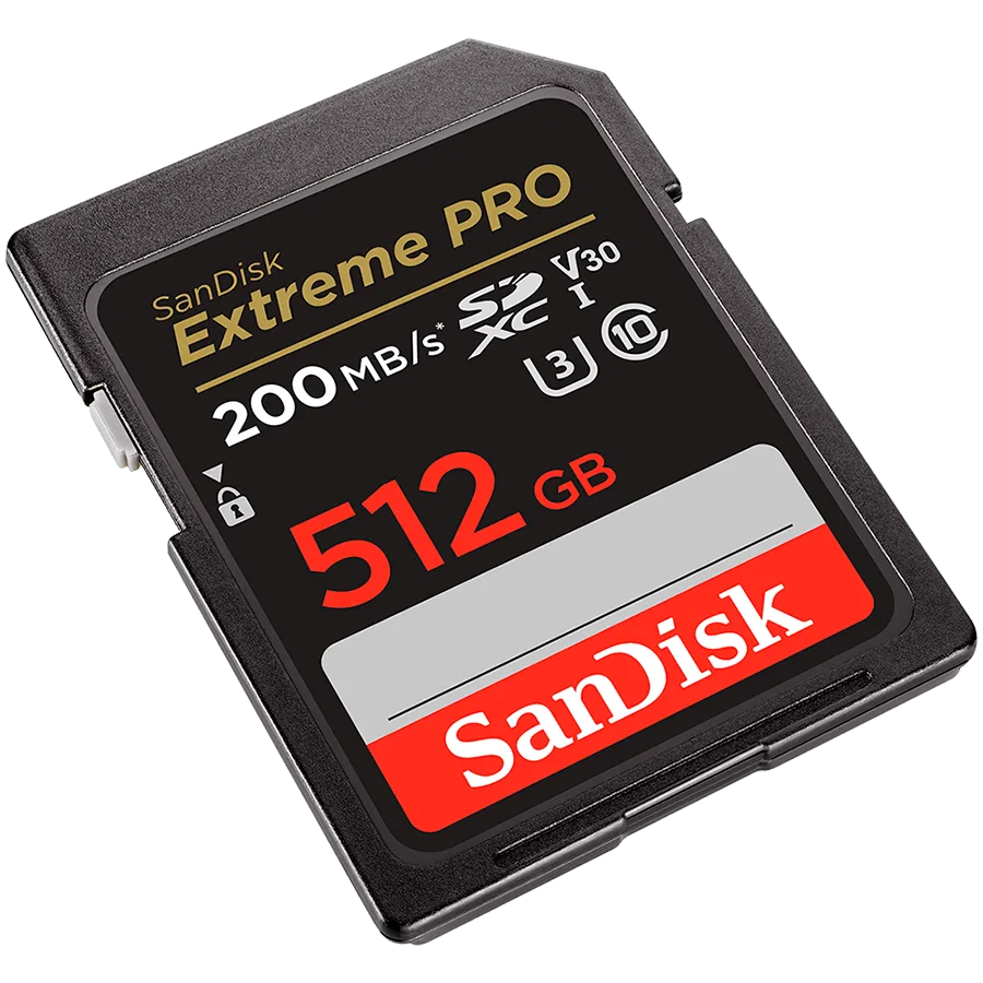 Карта памет SanDisk Extreme PRO 512GB SDXC Memory Card + 2 years RescuePRO Deluxe up to 200MB/s & 140MB/s Read/Write spe