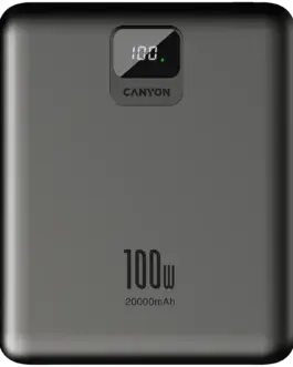 Alternative view of Външна батерия CANYON power bank PB-2008 LED FLAT 20000 mAh PD100W QC3.0 Dark Grey