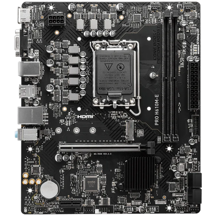 Дънна платка MSI PRO H610M-E, mATX, LGA 1700, Dual Channel DDR5 5600+MHz, 1x PCIe x16 slot, 1x M.2 slot, 1x HDMI, 1x VGA, 2x USB 3.2 Gen 1, 4x USB 2.0, 7.1 HD Audio, Realtek ALC897 Codec, 3Y - Image 29