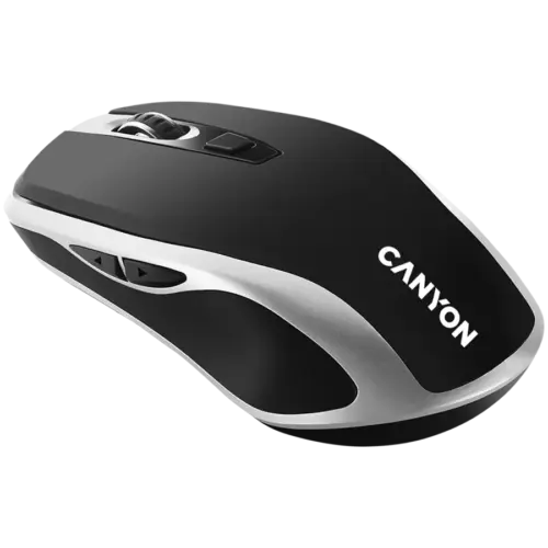 Alternative view of Безжична мишка CANYON MW-19, 2.4GHz Wireless Rechargeable Mouse with Pixart sensor, 6keys, Silent switch for right/left keys,Add NTCDPI: 800/1200/1600, Max. usage 50 hours for one time full charged, 300mAh Li-poly battery, Black -Silver, cable length