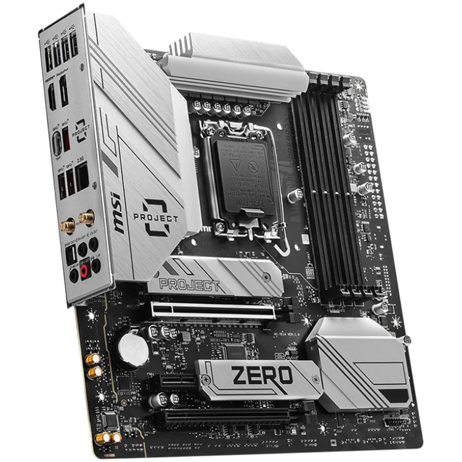 Дънна платка MSI B760M PROJECT ZERO, mATX, Socket LGA 1700, Dual Channel DDR5 7800+(OC)MHz, 2x PCIe x16 slots, 2x M.2 slots, 1x HDMI, 1x DP, 4xUSB 2.0, 3xUSB 10Gbps Type A, 1xUSB 20Gbps Type C, 7.1 HD Audio, 2.5Gbps LAN - Image 16