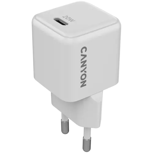 Зарядно за мобилен телефон CANYON charger CU20C GaN 20W 1xPD EU White