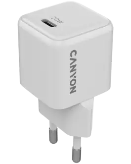 Зарядно за мобилен телефон CANYON charger CU20C GaN 20W 1xPD EU White