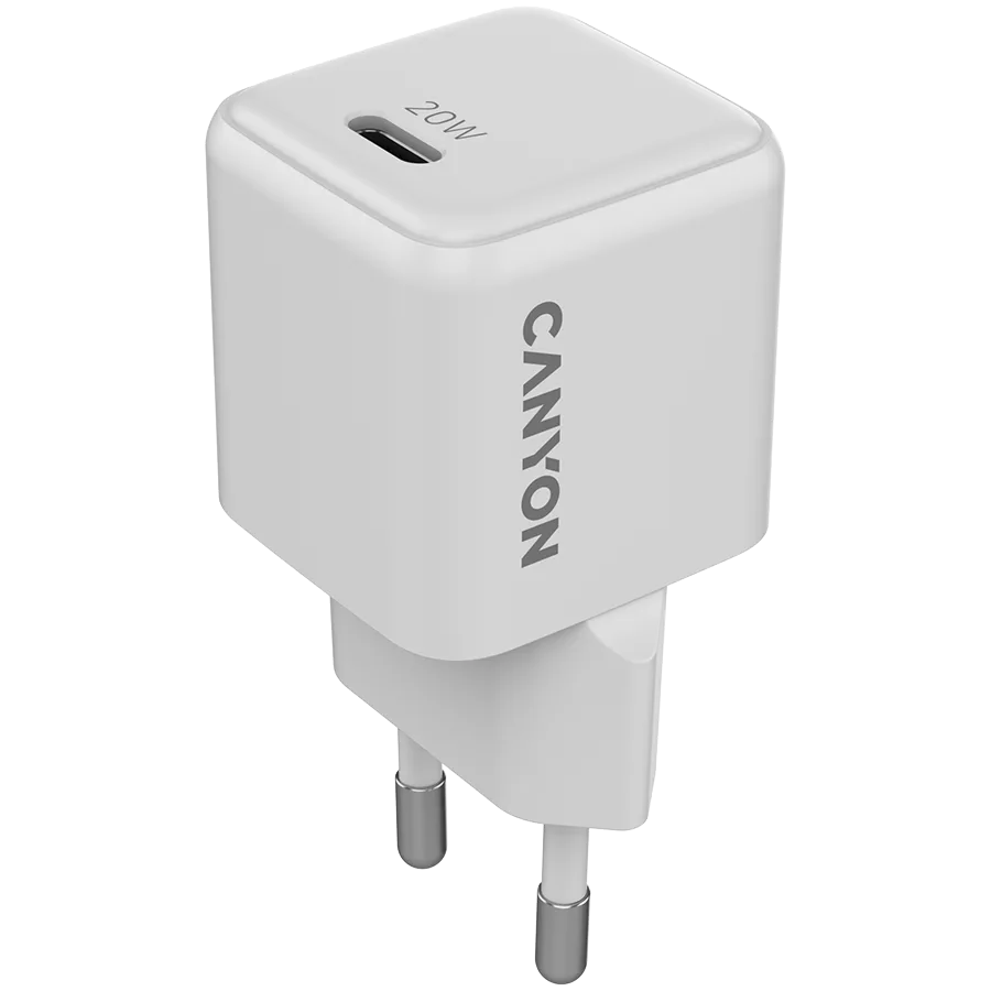 Зарядно за мобилен телефон CANYON charger CU20C GaN 20W 1xPD EU White