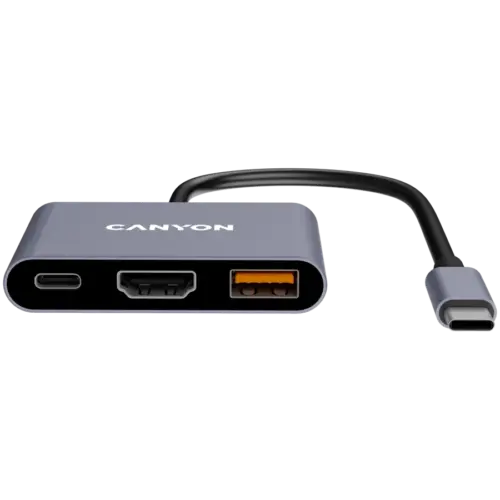 Alternative view of USB хъб CANYON hub DS-4 3in1 USB-C Grey