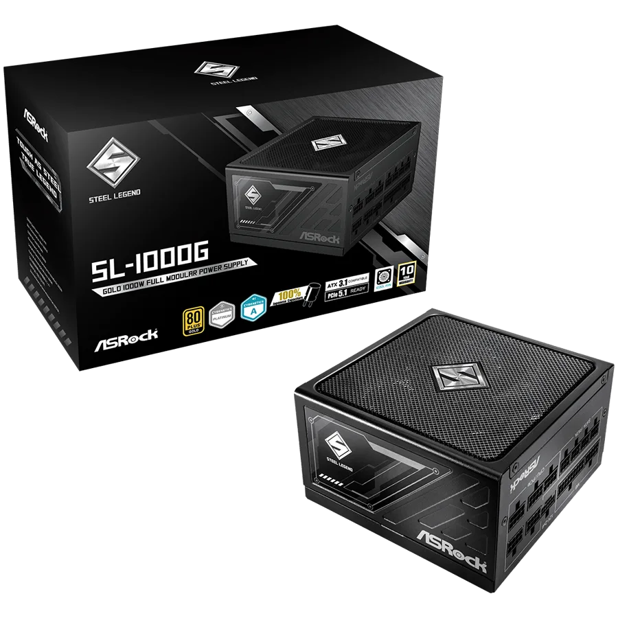 Захранване за компютър Asrock SL-1000G 1000W 80 Plus GOLD Fully Modular PSU Japanese Capacitors 2x EPS 12V CPU(4+4pin) 1