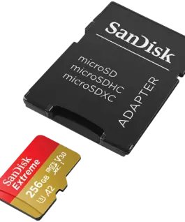 Карта памет SanDisk Extreme microSDXC 256GB + SD Adapter + 1 year RescuePRO Deluxe up to 190MB/s & 130MB/s Read/Write sp