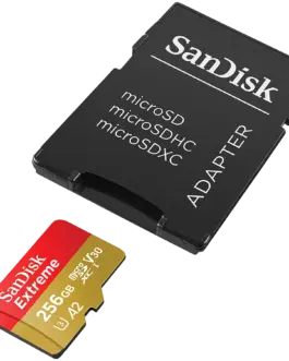 Карта памет SanDisk Extreme microSDXC 256GB + SD Adapter + 1 year RescuePRO Deluxe up to 190MB/s & 130MB/s Read/Write sp