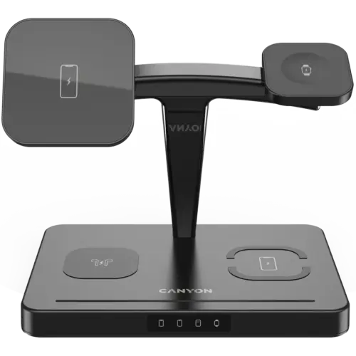 Alternative view of Зарядно за мобилен телефон CANYON wireless charger WS-404 15W 4in1 Black