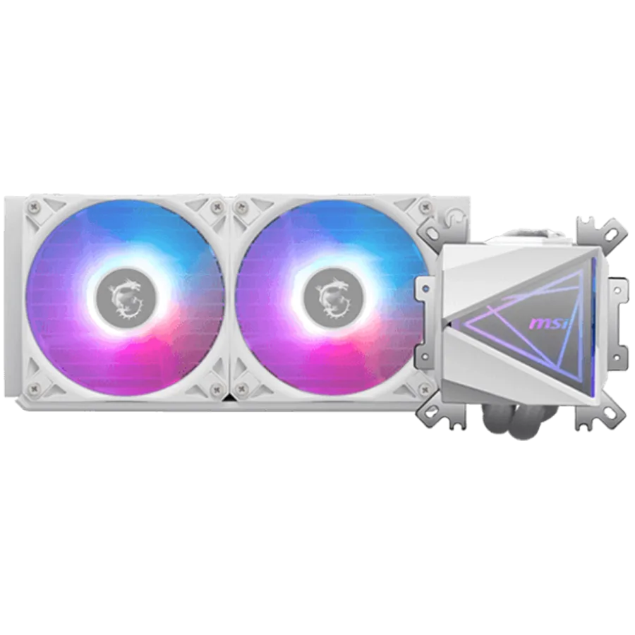 Охладител за процесор Охладител MSI MAG CORELIQUID I240 WHITE 2x 120mm ARGB Fans Aluminium Radiator Loop Dynamic Bearing