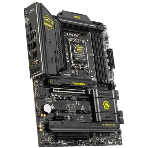 Alternative view of Дънна платка MSI MAG B860 TOMAHAWK WIFI, ATX, LGA 1851, 4x DDR5 Dual Channel DDR5 up to 9200(OC)MHz, 2x PCIe x16 slot, 3x M.2 slot, 4x USB 2.0, 4x USB 10Gbps, 1x USB 10Gbps Type-C, 1x USB 40Gbps Type-C, HDMI, DP, 7.1 HD Audio, 5G LAN, WiFi, BT, 3Y