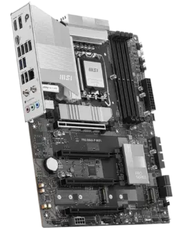Alternative view of Дънна платка MSI PRO B860-P WIFI, ATX, LGA 1851, 4x DDR5 Dual Channel DDR5 up to 8600(OC)MHz, 4x PCIe x16 slot, 3x M.2 slot, 4x USB 2.0, 2x USB 5Gbps, 2x USB 10Gbps, 1x USB 40Gbps Type-C, HDMI, DP, 7.1 HD Audio, 5G LAN, WiFi, BT, 3Y